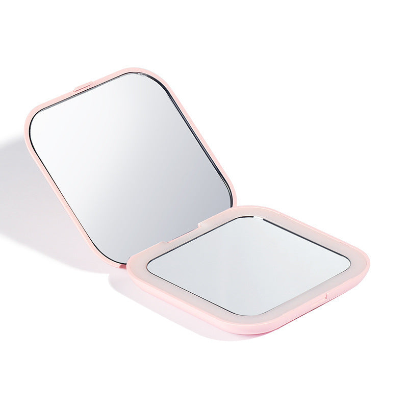 Espejo de maquillaje LED plegable portátil con luz