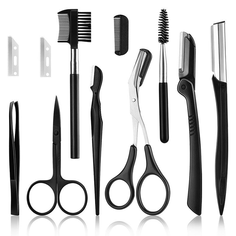 Juego de 11 piezas para recortar cejas en color negro