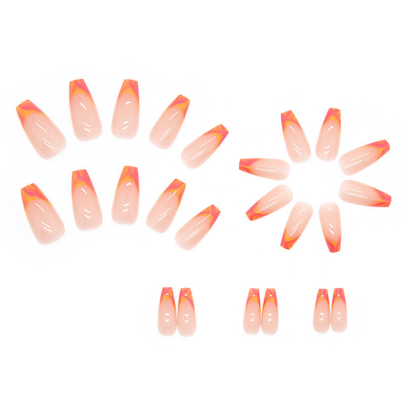 Pink-Orange Tiger French Style Nails MERLIÁ