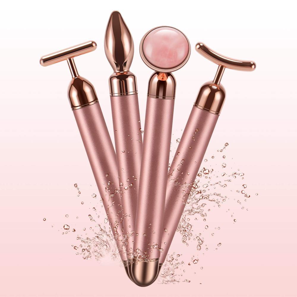 4 in 1 Vibrating Rose Quartz Face Roller