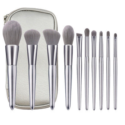 10-Piece Moonlight Silver Makeup Brush Set