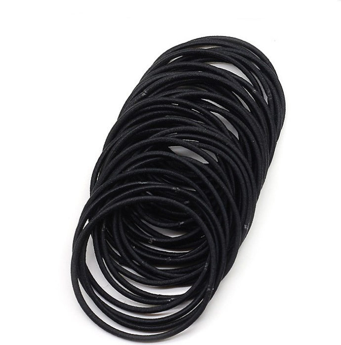 100 Pcs Black Elastic Hair Bands