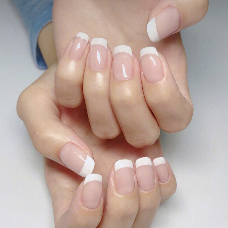 24 Long Fake Nails - French Style