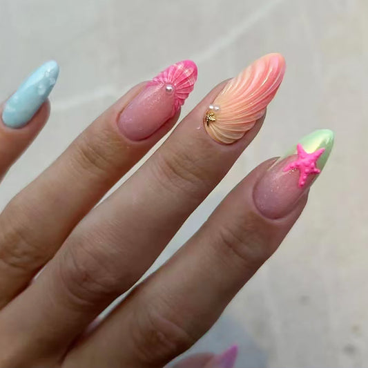 Sommerliche Aufklebenägel im Ozean-Stil🐚
