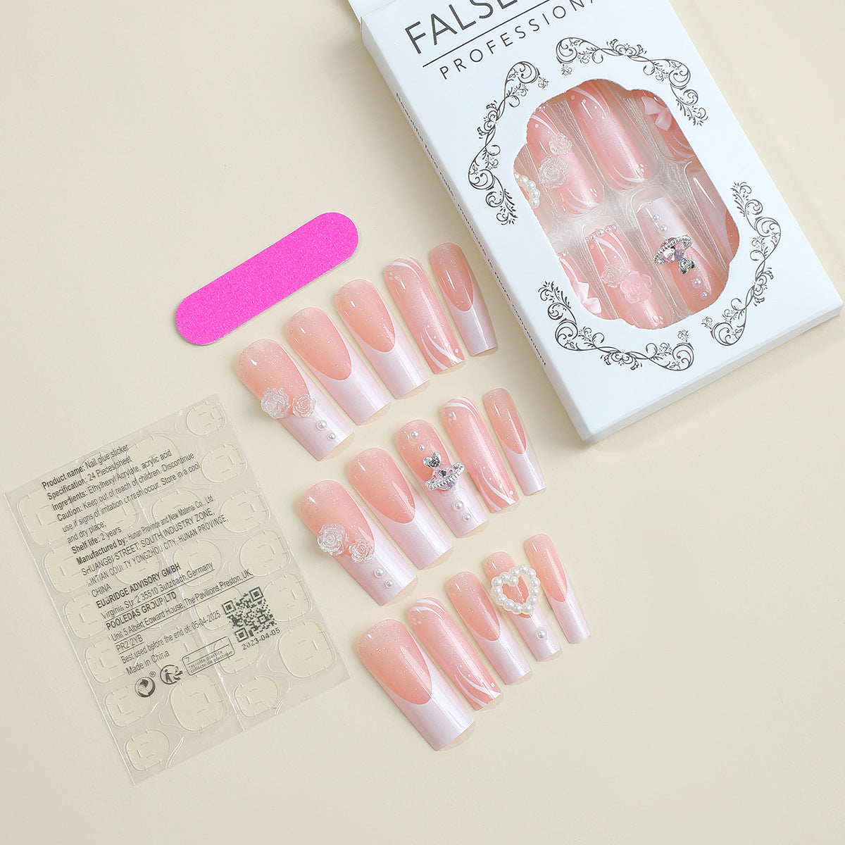 Bow Tie Pearl Heart Pink Nails – Sweet & Romantic🎀 - MERLIÁ