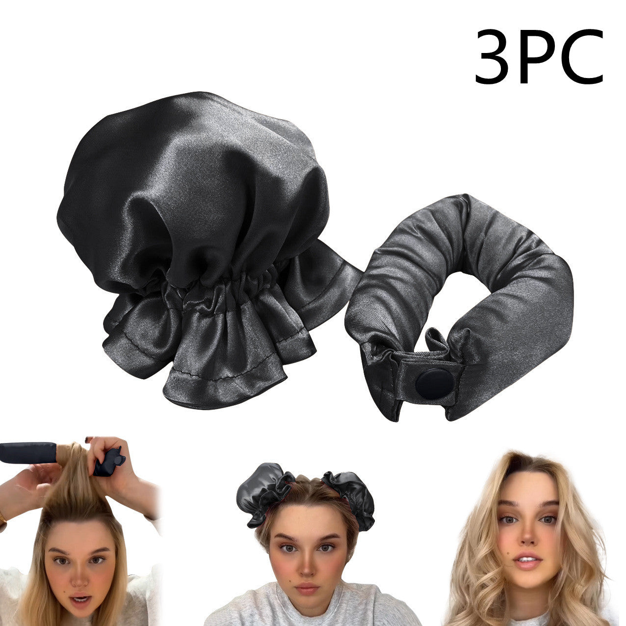 Set of 2 mini Bonnets and 1 heatless curler