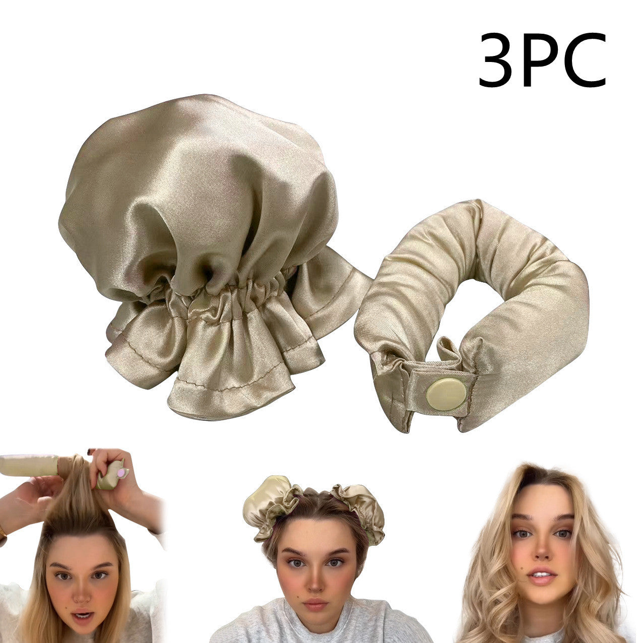 Set of 2 mini Bonnets and 1 heatless curler