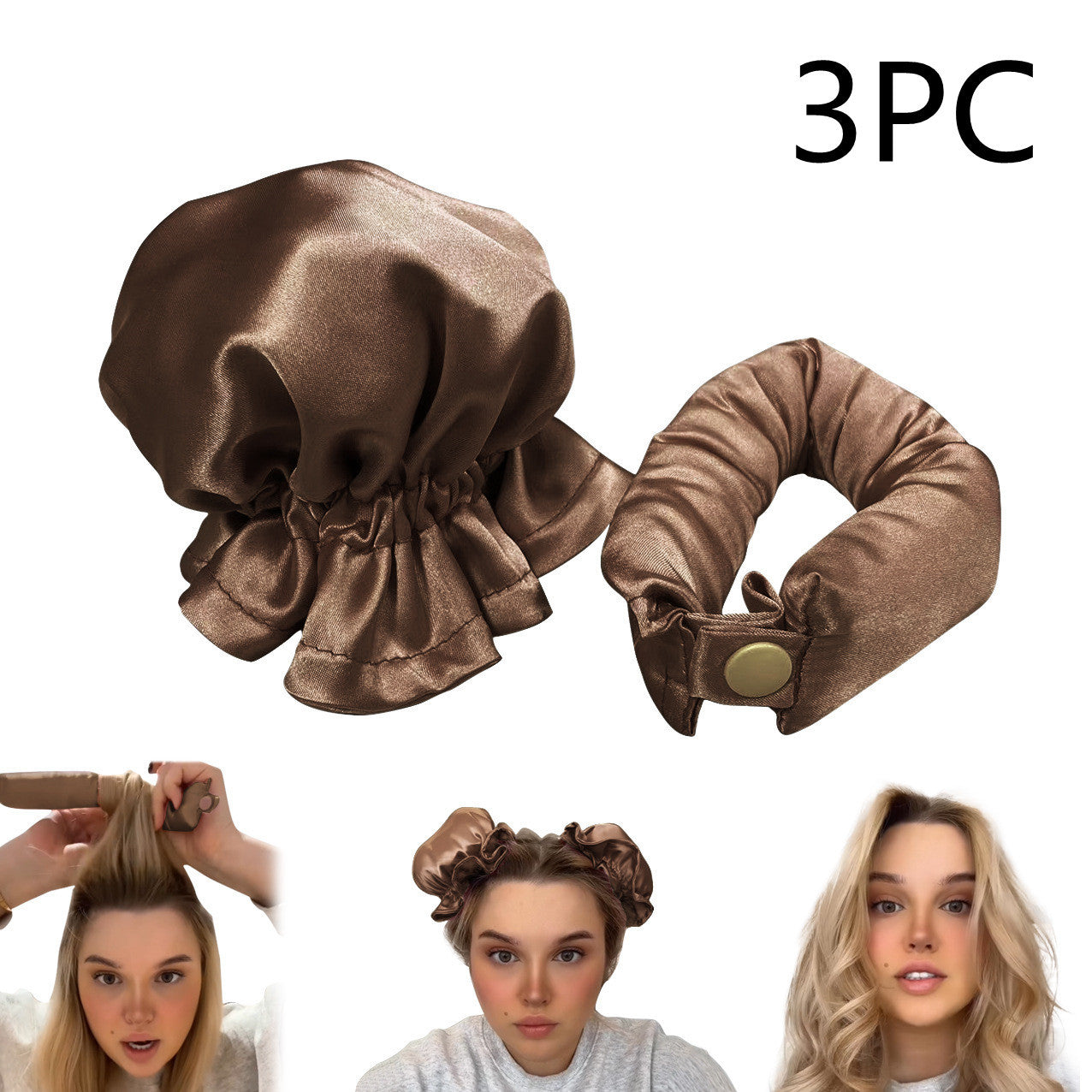 Set of 2 mini Bonnets and 1 heatless curler