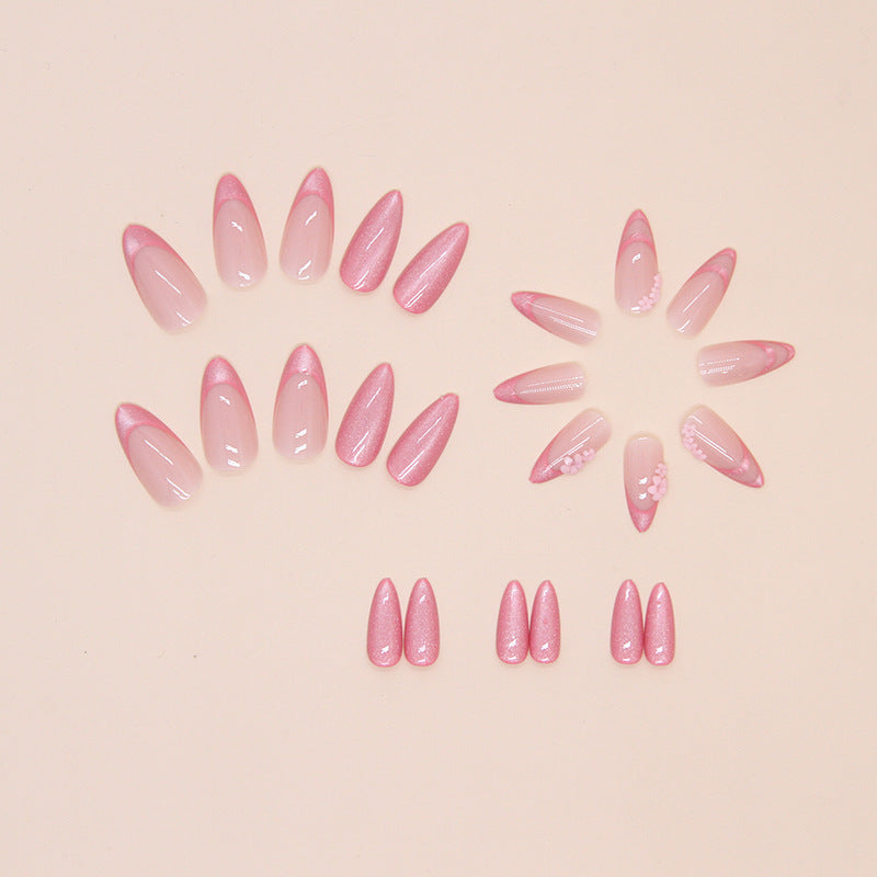 French Flower Almond Nails 🌸