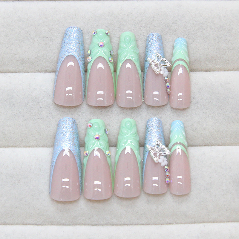 Thin And Glittering Long Ballet Nail Disassembly Nail Sticker Diamond Type 24 Pieces MERLIÁ