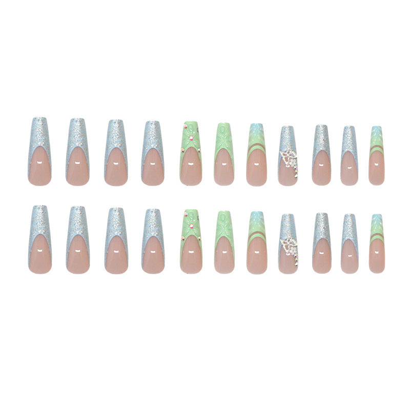 Thin And Glittering Long Ballet Nail Disassembly Nail Sticker Diamond Type 24 Pieces MERLIÁ