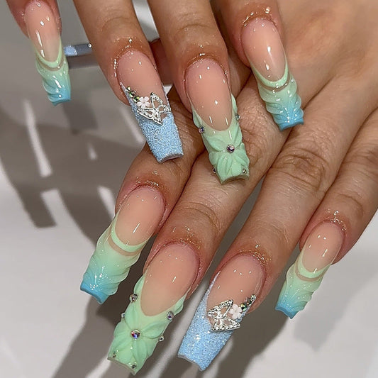Thin And Glittering Long Ballet Nail Disassembly Nail Sticker Diamond Type 24 Pieces MERLIÁ