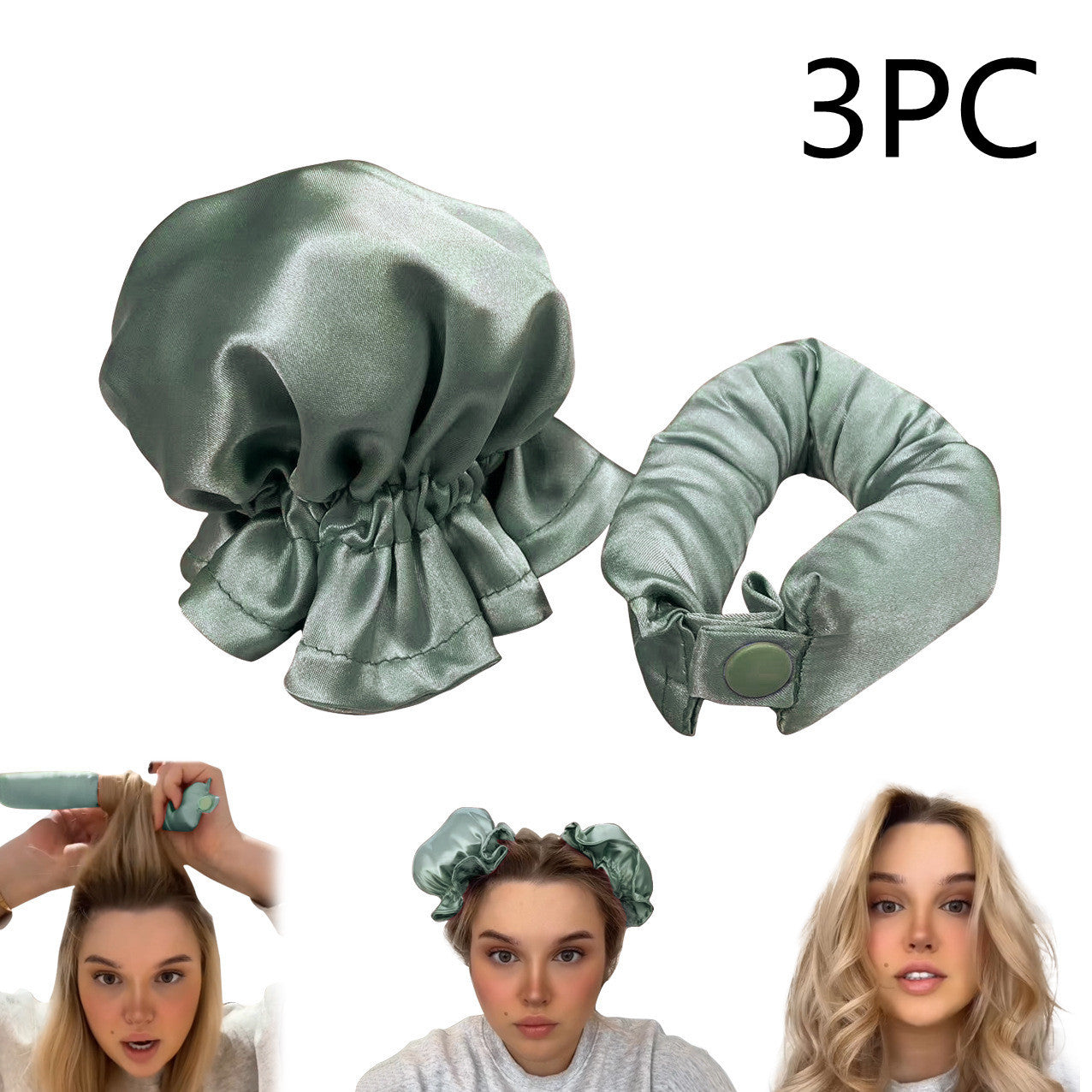 Set of 2 mini Bonnets and 1 heatless curler