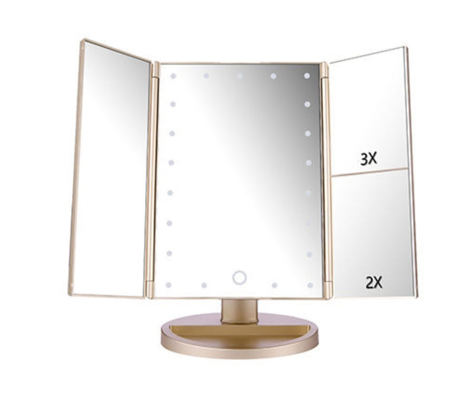 24 LED Tri-Fold Touch Screen Makeup Mirror