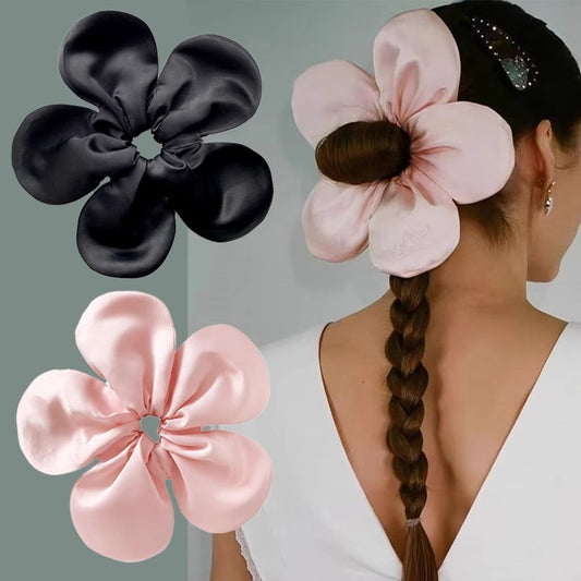 Silky Flower Hair Scrunchie