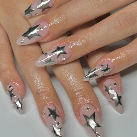 Sweet Cool Silver XINGX Rhinestone Wear Fake Nail Tip MERLIÁ